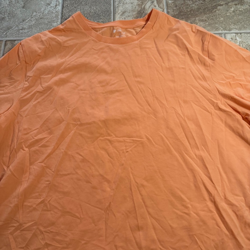 38 Creux Mens Crewneck T-Shirt Large Peach Orange Short Sleeve Solid Basic Logo